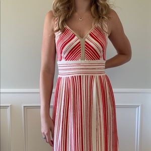 Anthropology size 12 red and white strip dress.